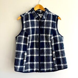 Croft & Barrow Blue and White Plaid Quilted  Vest size Large
